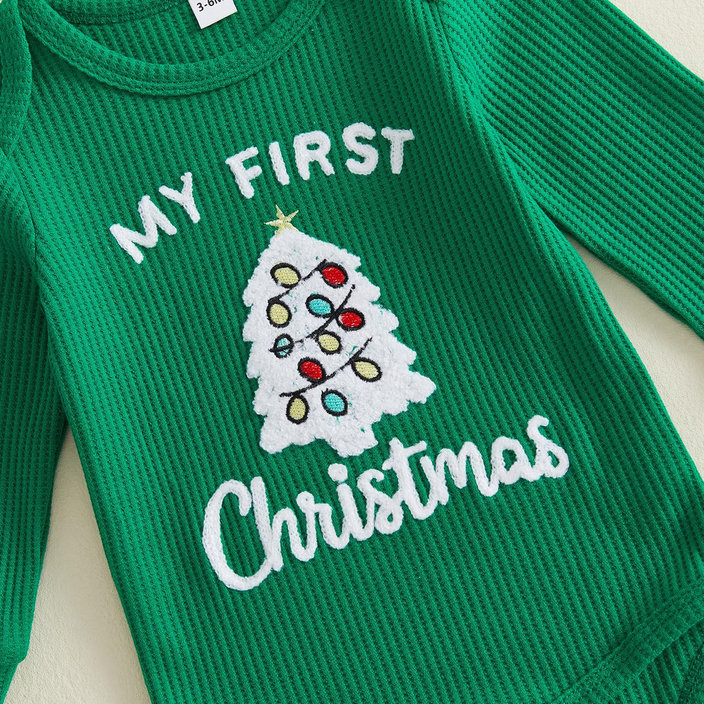 Christmas Baby Boy Outfit Romper Pants Hat Set 0-12M H103654